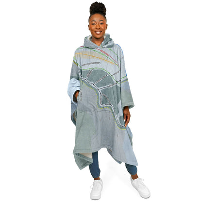 Hillberg, Alaska Ski Resort Map Flannel Blanket Poncho