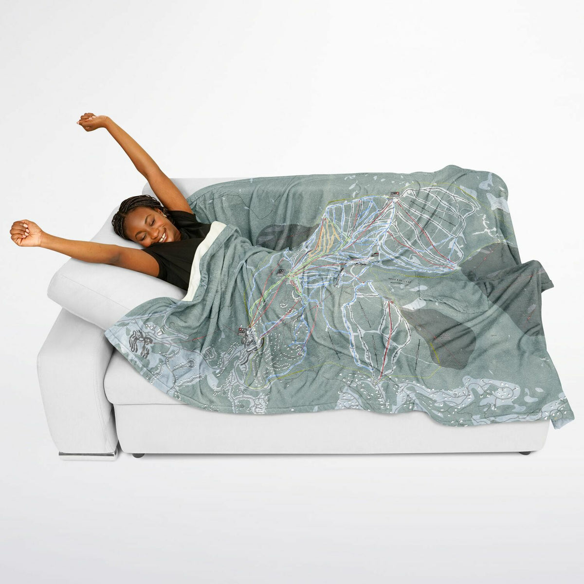 Northstar, California Ski Resort Map Flannel Blanket Poncho