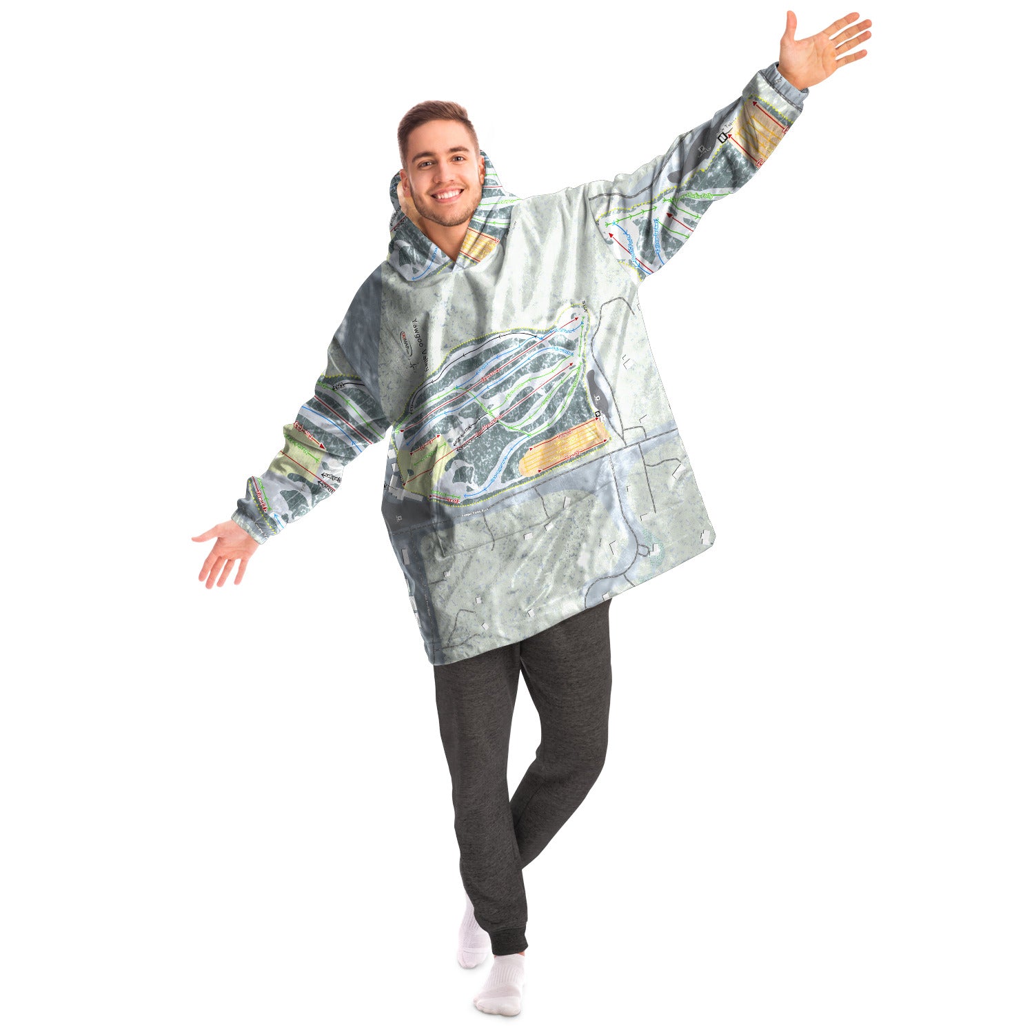 Yawgoo Valley, Rhode Island Ski Trail Map - Snug Hoodie - Powderaddicts