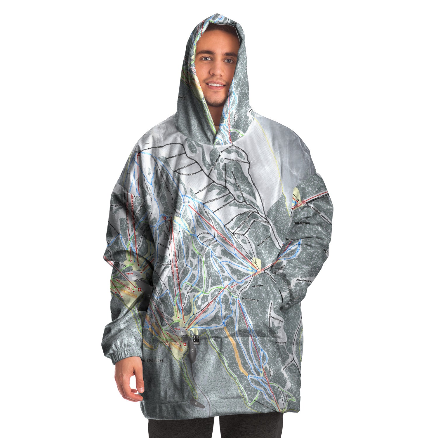 Mt. Hood Meadows, Oregon Ski Trail Map - Snug Hoodie - Powderaddicts