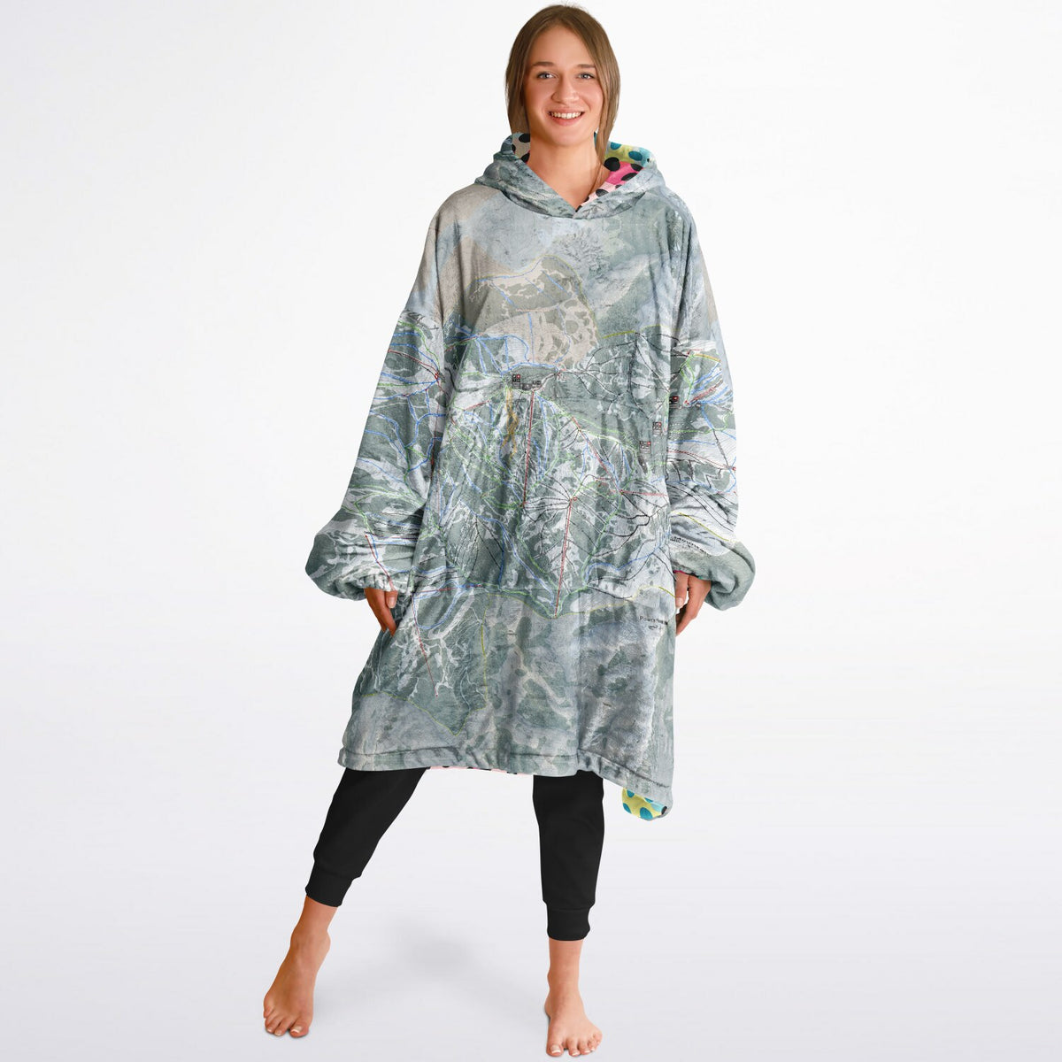 Powder Mountain, Utah Ski Resort Map Reversible Snug Hoodie