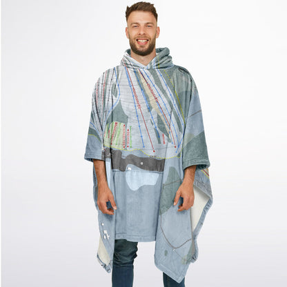 Nashoba Valley, Massachusetts Ski Resort Map Flannel Blanket Poncho