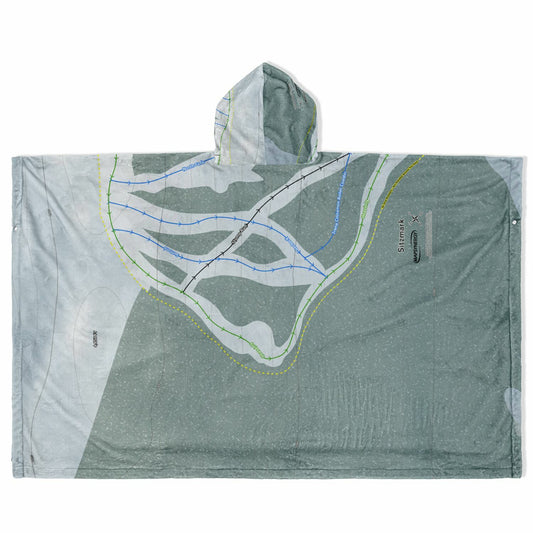 Sitzmark, Washington Ski Resort Map Flannel Blanket Poncho