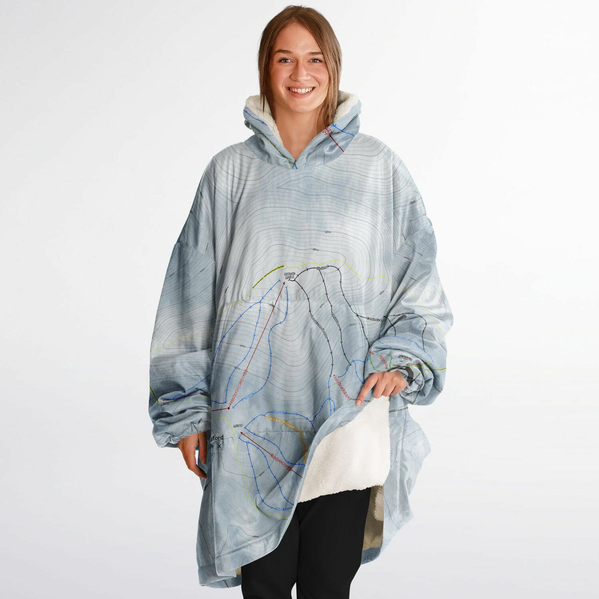 Mt Lyford, New Zealand Ski Trail Map - Snug Hoodie