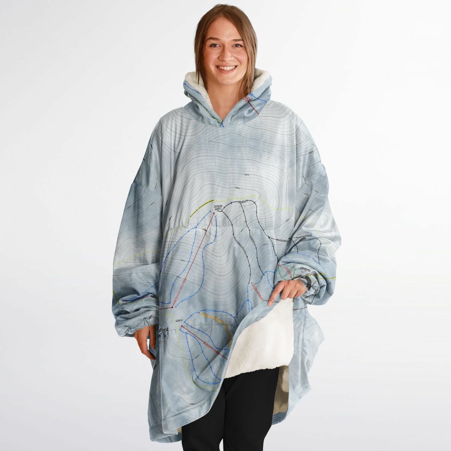 Mt Lyford, New Zealand Ski Trail Map - Snug Hoodie