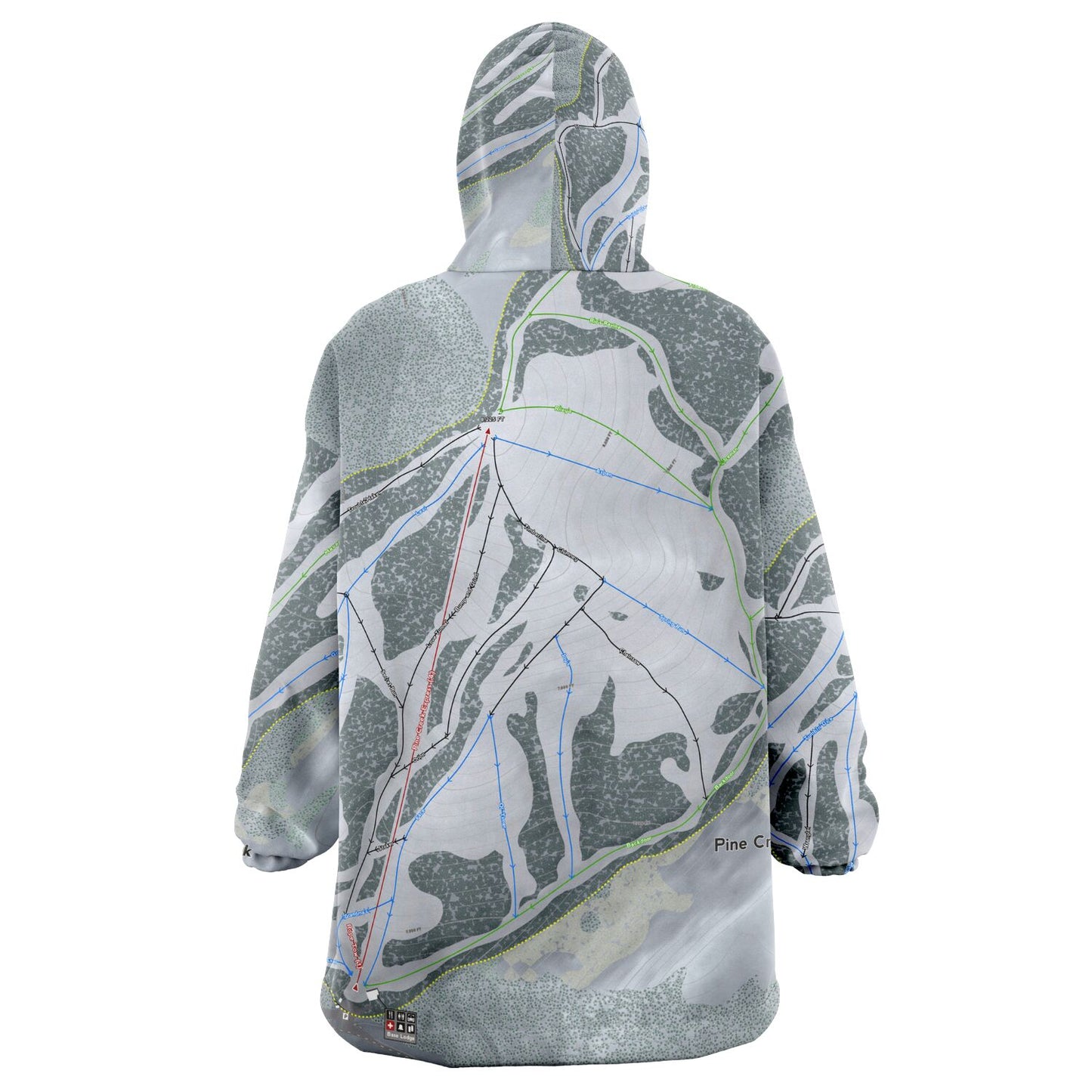 Pine Creek, Wyoming Ski Trail Map Snug Hoodie - Powderaddicts