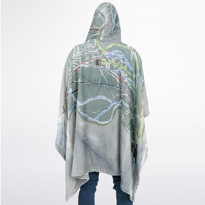 Red Lodge, Montana Ski Resort Map Flannel Blanket Poncho