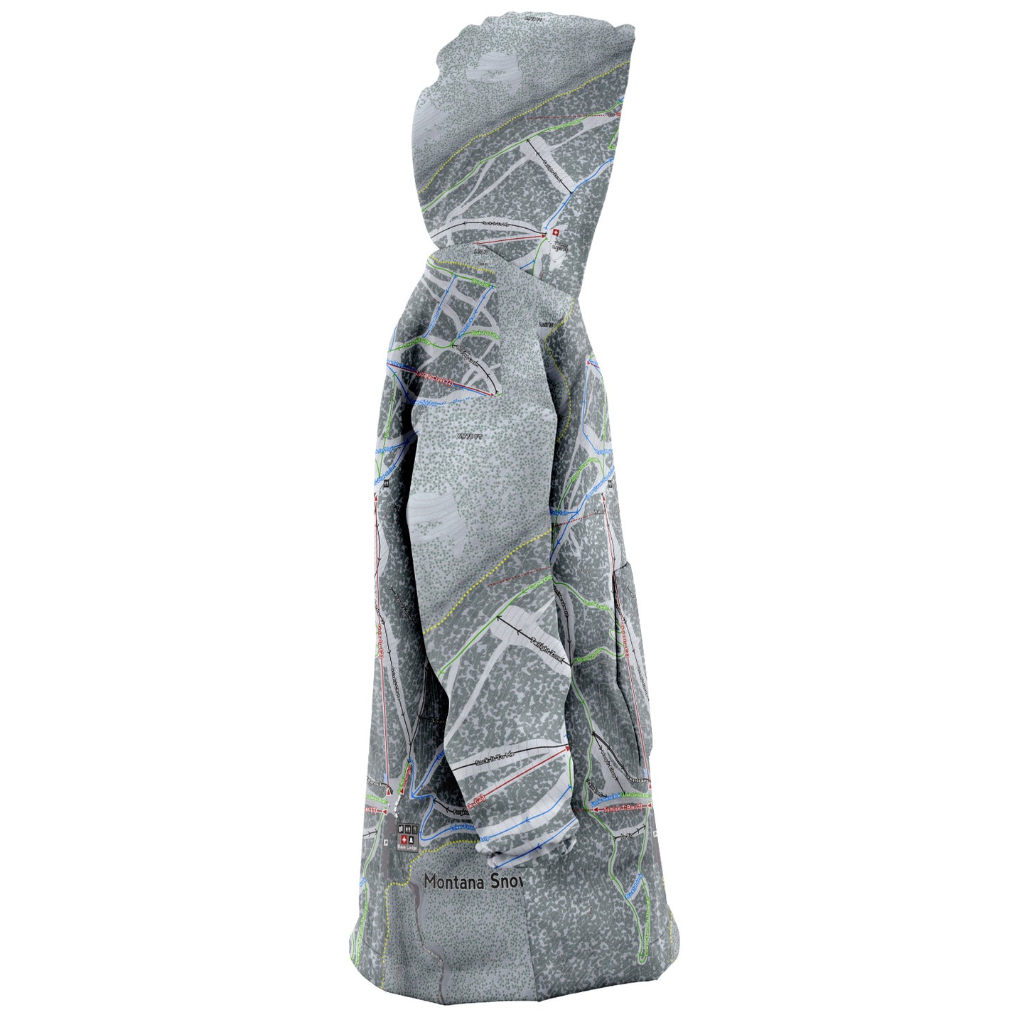 Montana Snowbowl, Montana Ski Trail Map Snug Hoodie - Powderaddicts