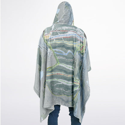 Kissing Bridge, New York Ski Resort Map Flannel Blanket Poncho