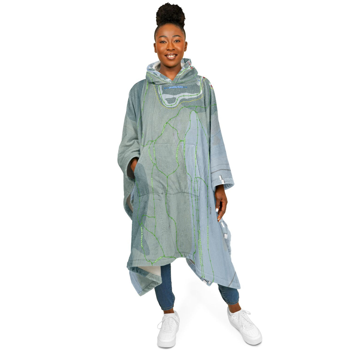 Lost Valley, Maine Ski Resort Map Flannel Blanket Poncho