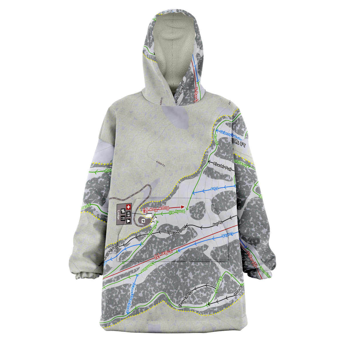 Bald Mountain, Idaho Ski Trail Map Snug Hoodie