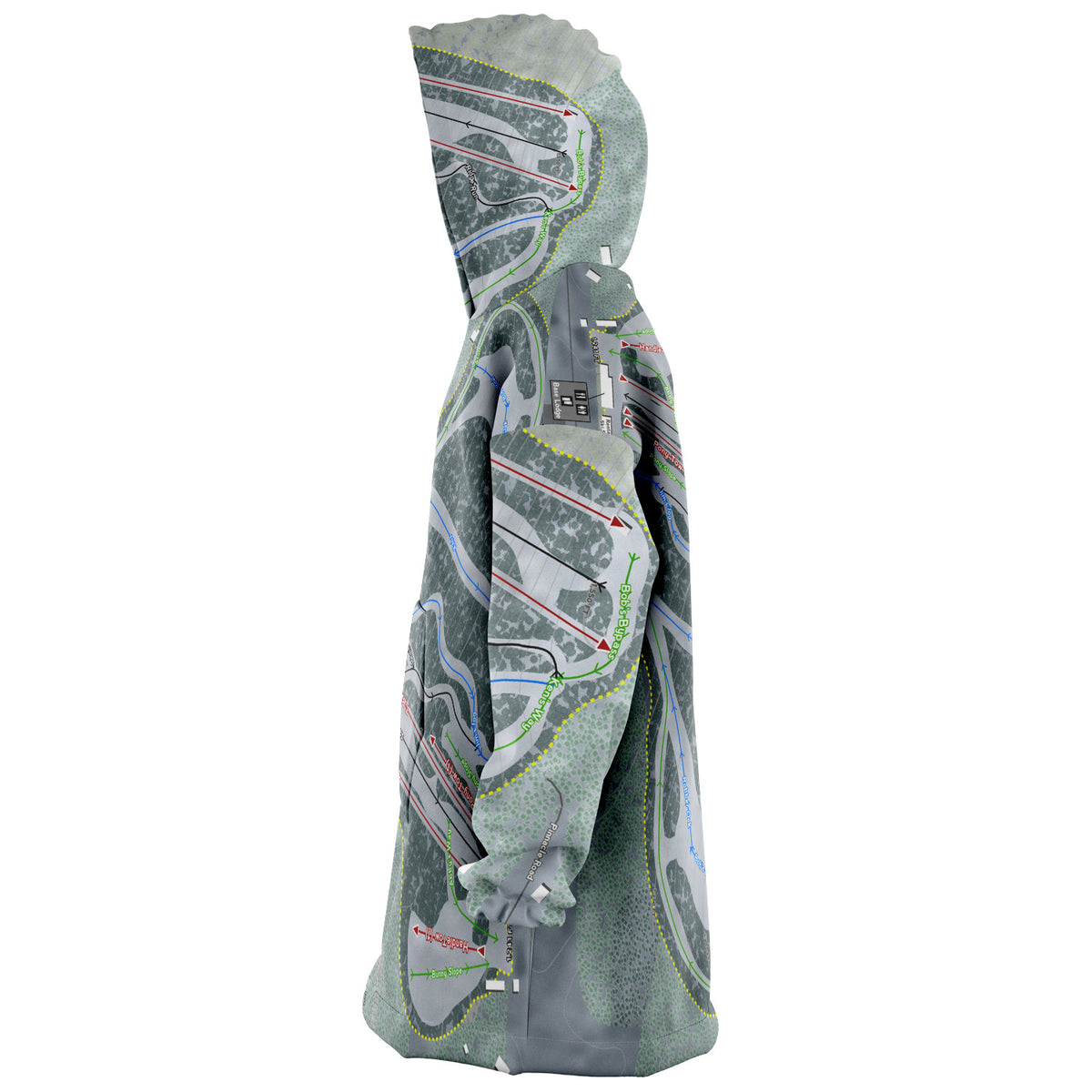 Otis Ridge, Massachusetts Ski Trail Map Snug Hoodie