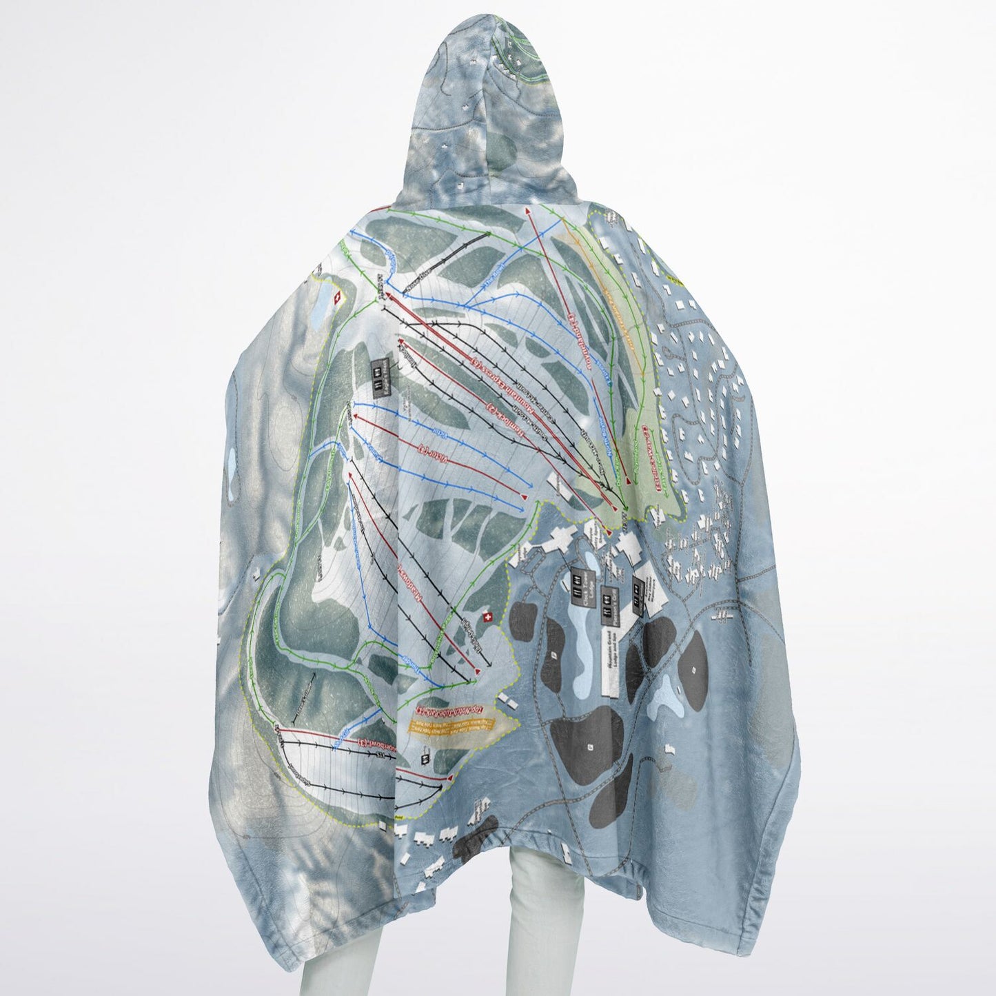 Boyne Mountain, Michigan Ski Resort Map Flannel Blanket Poncho