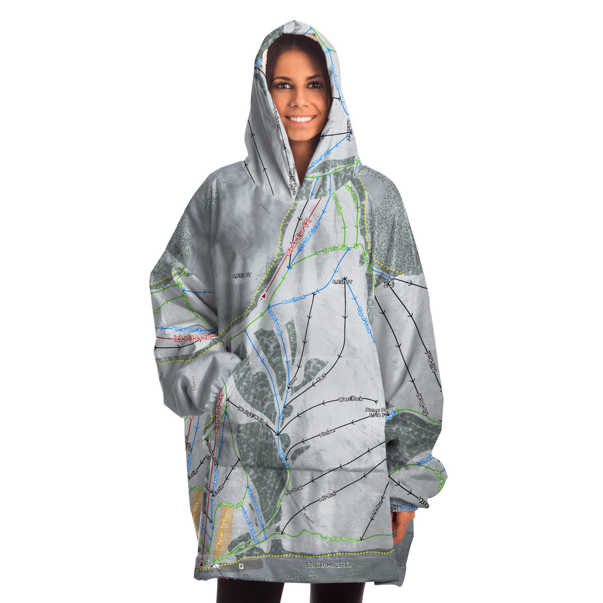 Soldier Mountain, Idaho Ski Trail Map - Snug Hoodie