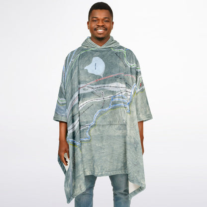Middlebury Snow Bowl, Vermont Ski Resort Map Flannel Blanket Poncho