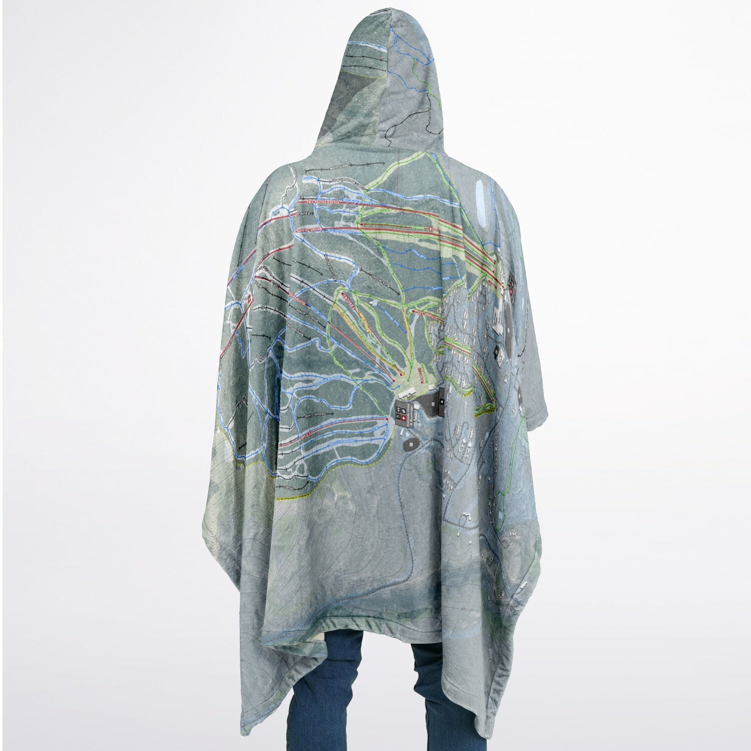 Jay Peak, Vermont Ski Resort Map Flannel Blanket Poncho