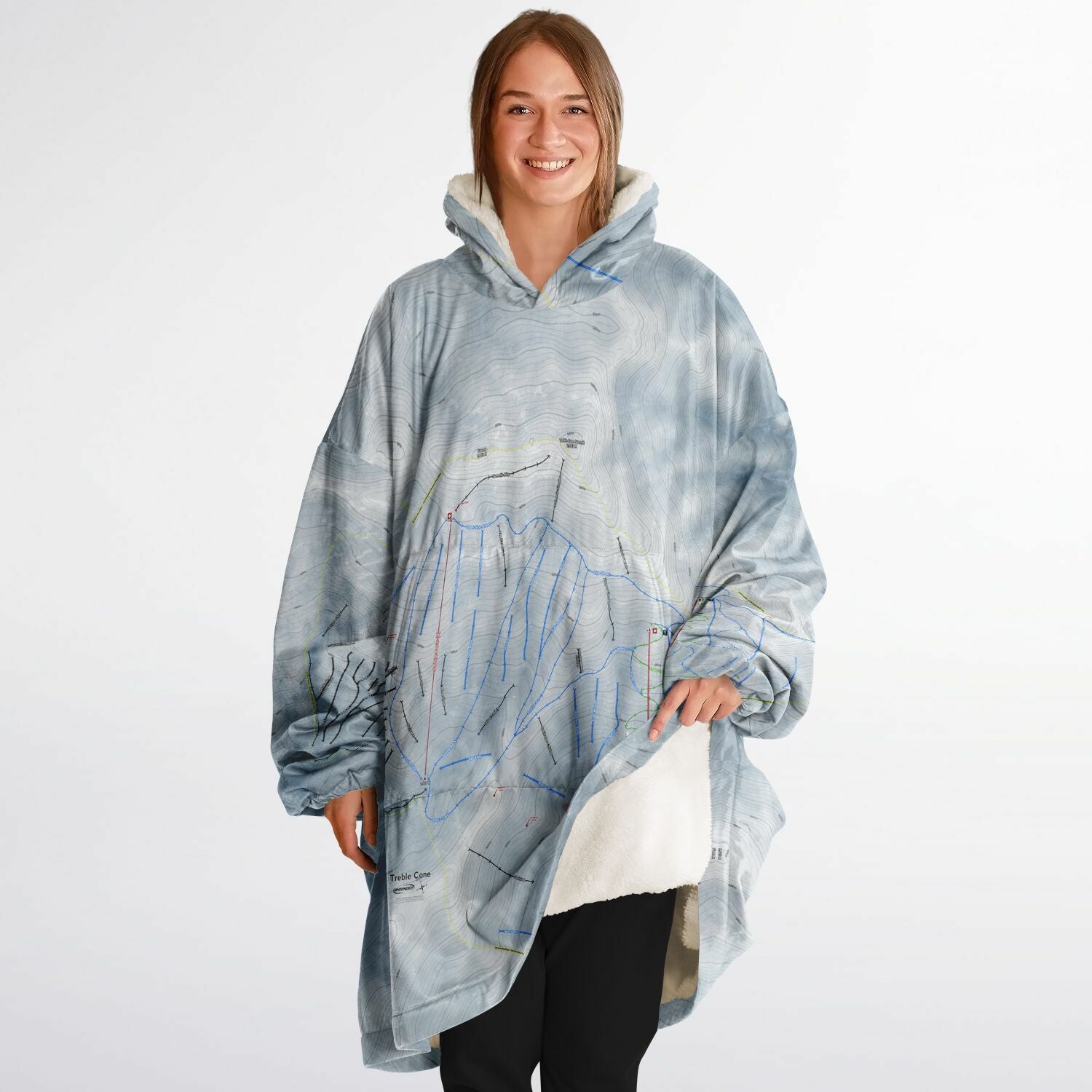 Treble Cone, New Zealand Ski Trail Map - Snug Hoodie