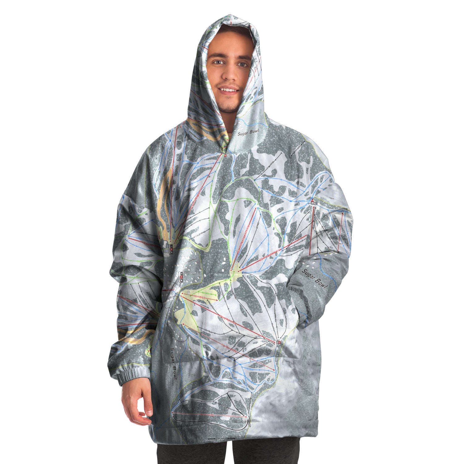 Sugar Bowl, California Ski Trail Map - Snug Hoodie