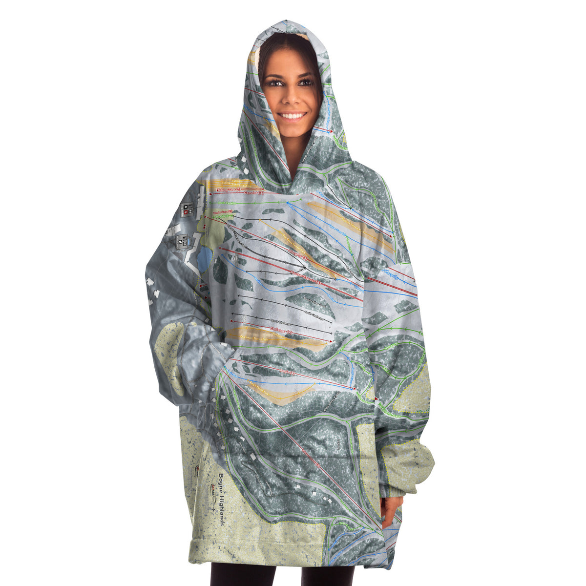 Boyne Highlands, Michigan Ski Trail Map Snug Hoodie