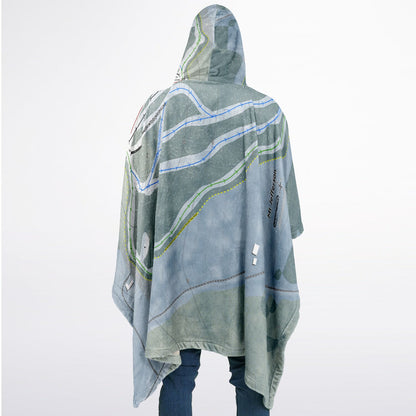 Mt Jefferson, Maine Ski Resort Map Flannel Blanket Poncho