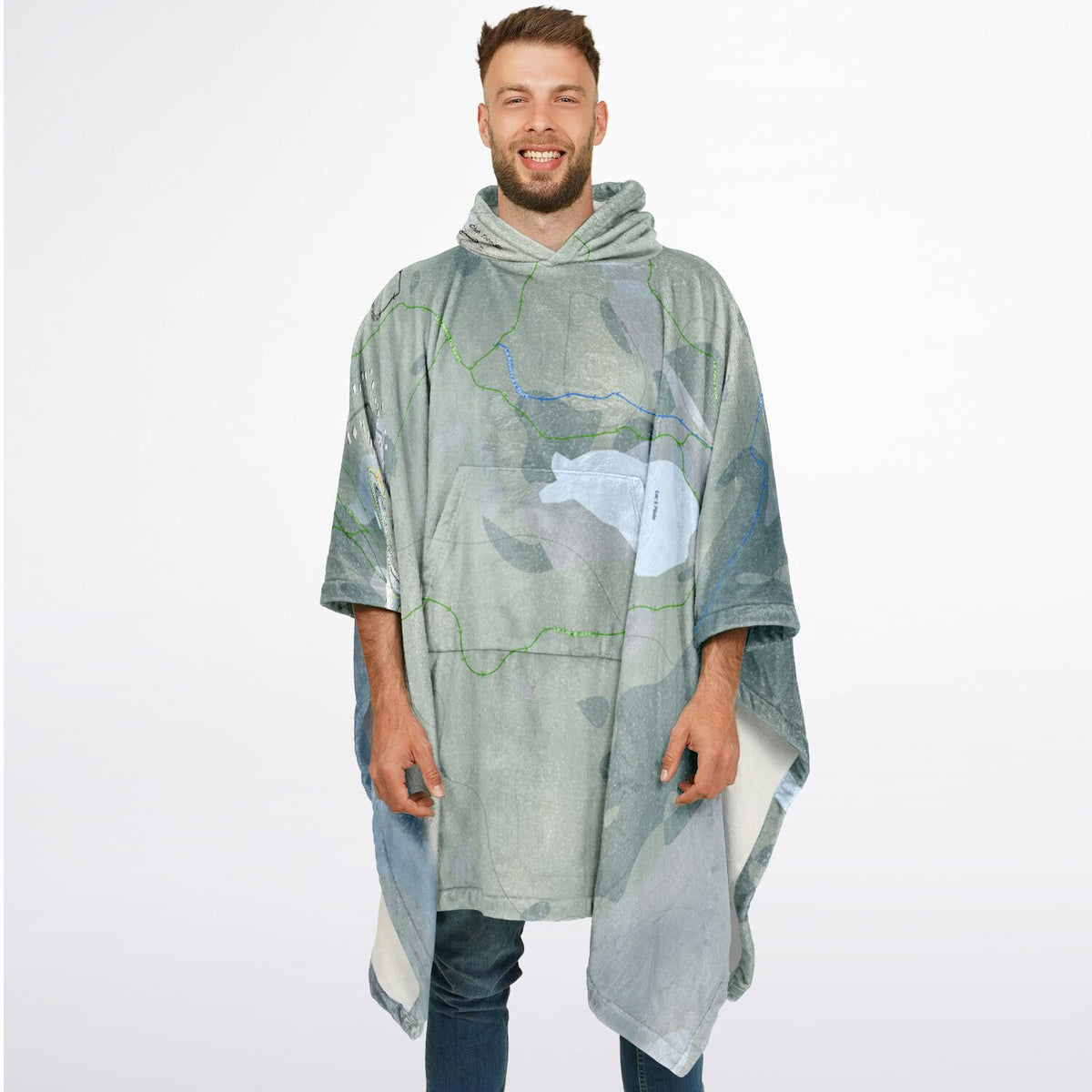 Club Tobo-Ski, Quebec Ski Resort Map Flannel Blanket Poncho