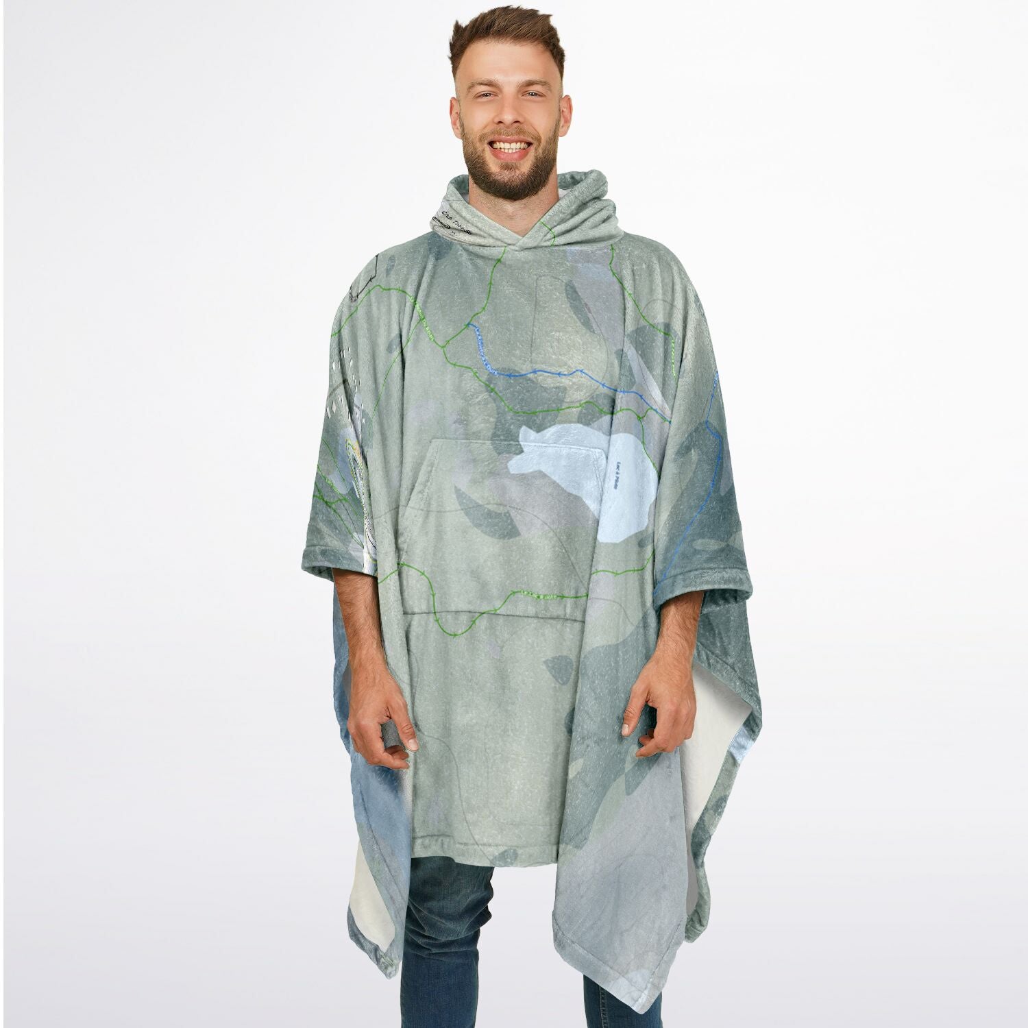 Club Tobo-Ski, Quebec Ski Resort Map Flannel Blanket Poncho