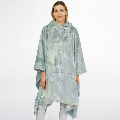Snowshoe Mountain, West Virginia Ski Resort Map Flannel Blanket Poncho