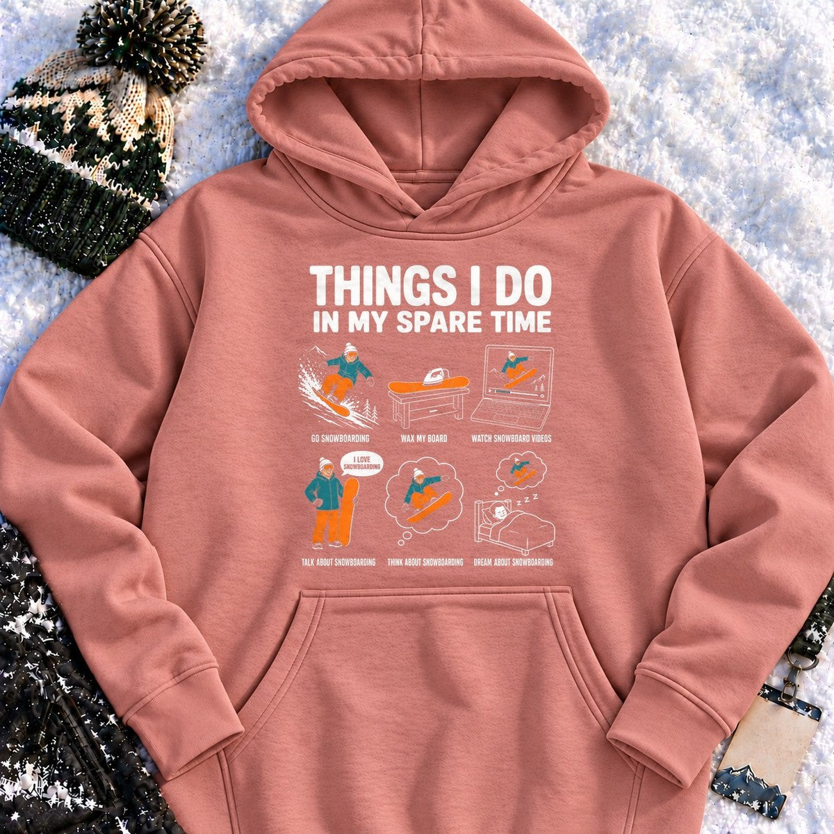 Spare Time Snowboarder - Hoodie (Dusty Rose)