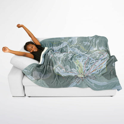 Stevens Pass, Washington Ski Resort Map Flannel Blanket Poncho