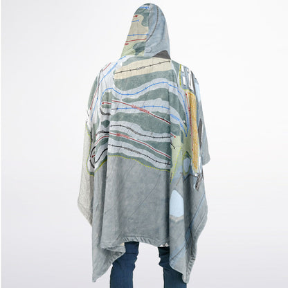 Roundtop, Pennsylvania Ski Resort Map Flannel Blanket Poncho