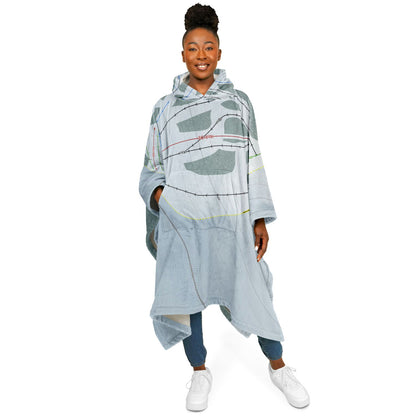 Sitzmark, Washington Ski Resort Map Flannel Blanket Poncho