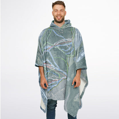 Titus Mountain, New York Ski Resort Map Flannel Blanket Poncho