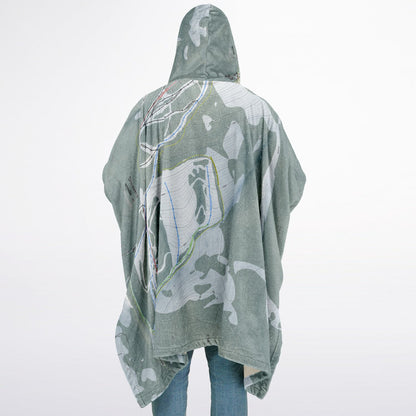 Discovery, Montana Ski Resort Map Flannel Blanket Poncho