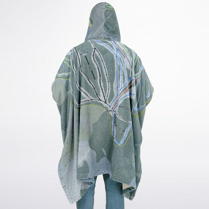 Shames Mountain, British Columbia Ski Resort Map Flannel Blanket Poncho