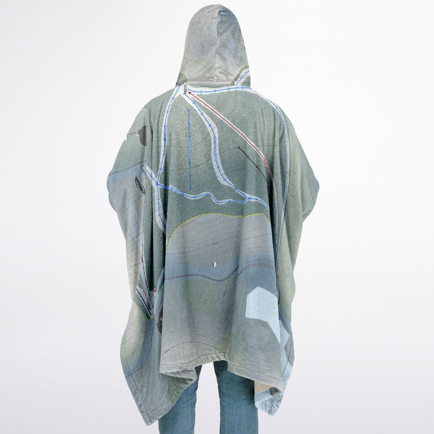 Camp Fortune, Quebec Ski Resort Map Flannel Blanket Poncho