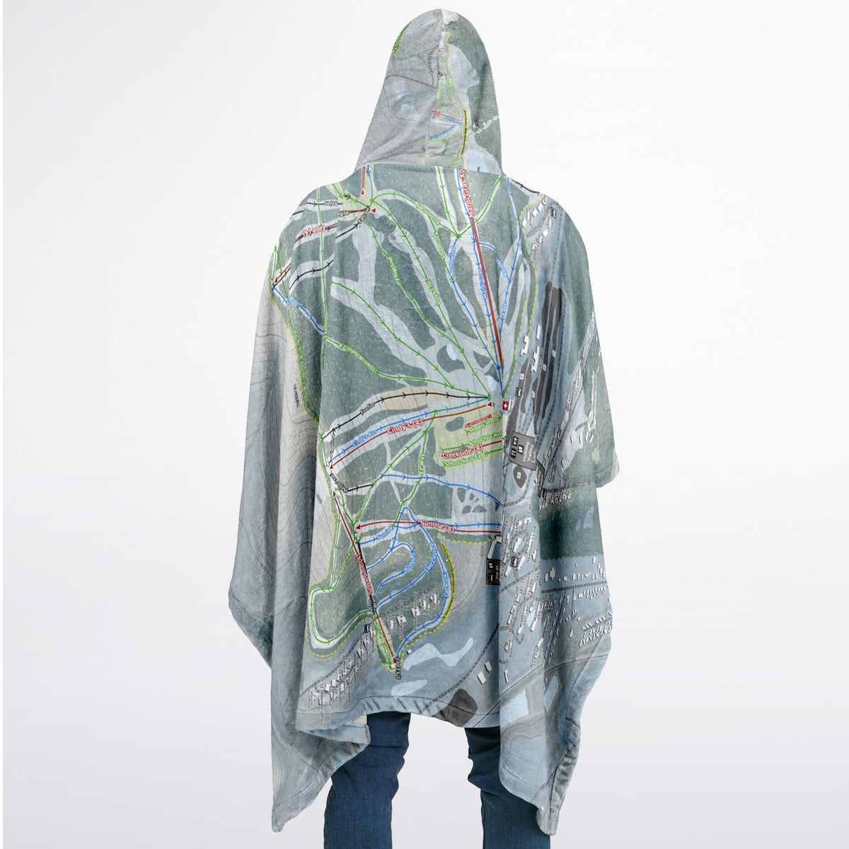 Holiday Valley, New York Ski Resort Map Flannel Blanket Poncho