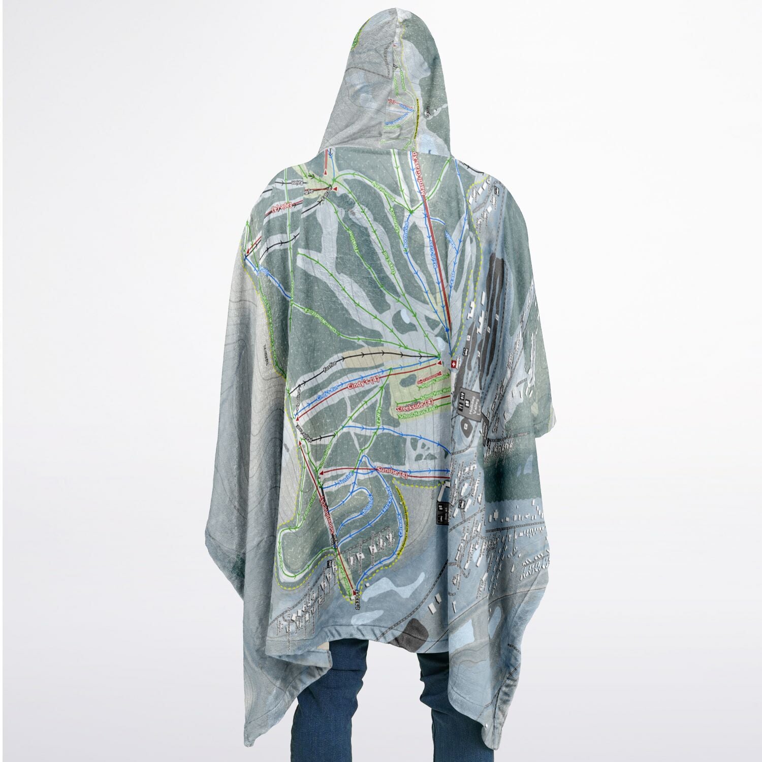 Holiday Valley, New York Ski Resort Map Flannel Blanket Poncho