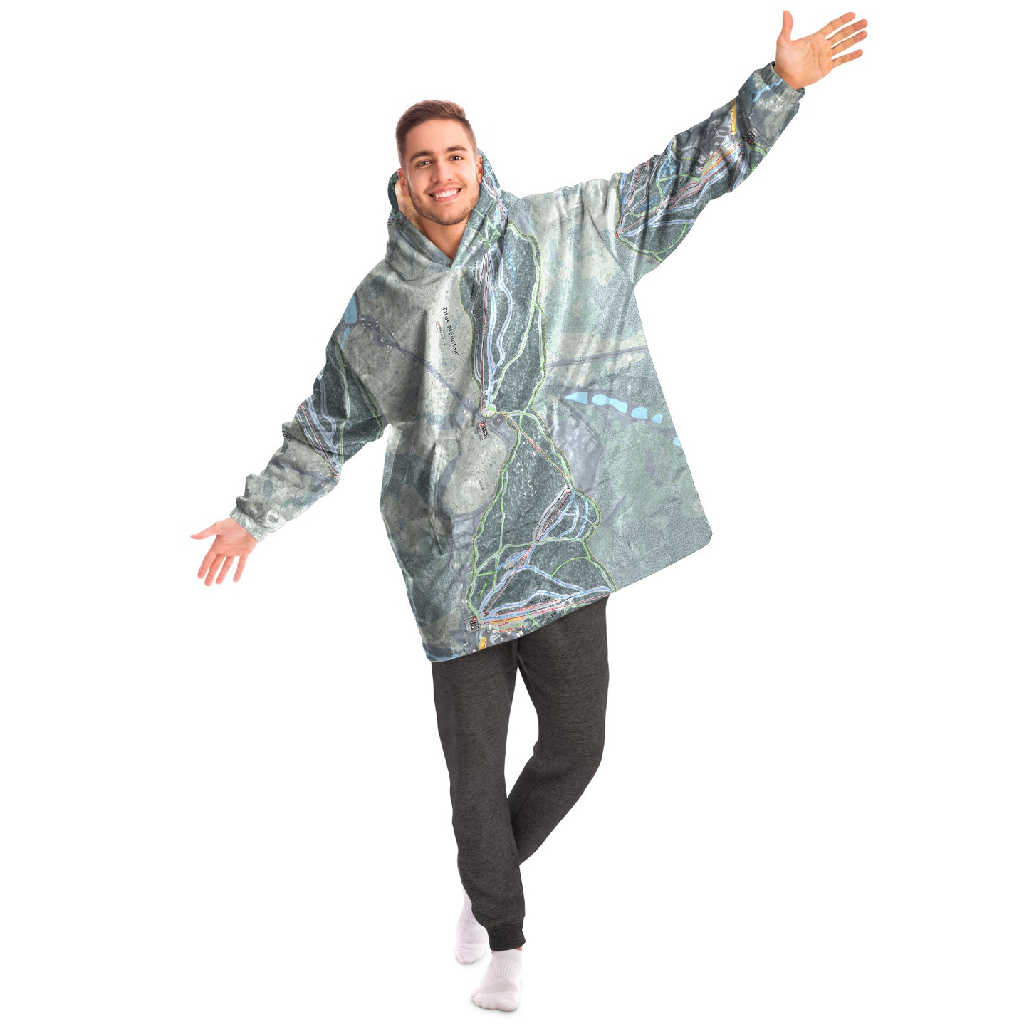 Titus Mountain, New York Ski Trail Map Snug Hoodie