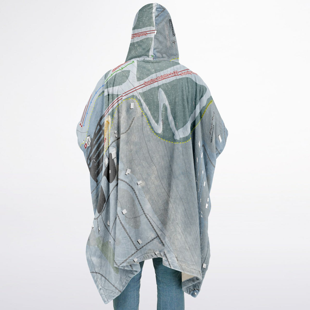 Eagle Rock, Pennsylvania Ski Resort Map Flannel Blanket Poncho