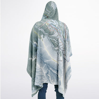 Mt Hood Meadows, Oregon Ski Resort Map Flannel Blanket Poncho