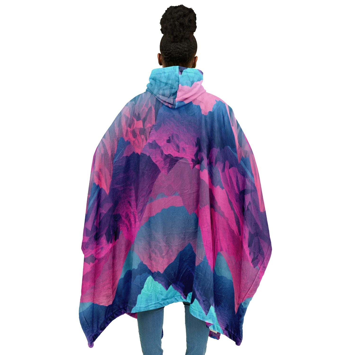 Abstract Geometric Mountains, Flannel Blanket Poncho