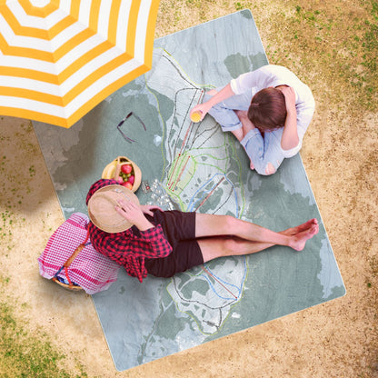 Charlotte Pass, Australia Ski Resort Map Printed Beach Towel