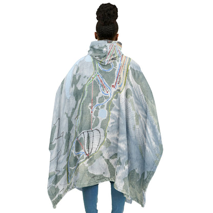Snow Valley, California Ski Resort Map Flannel Blanket Poncho