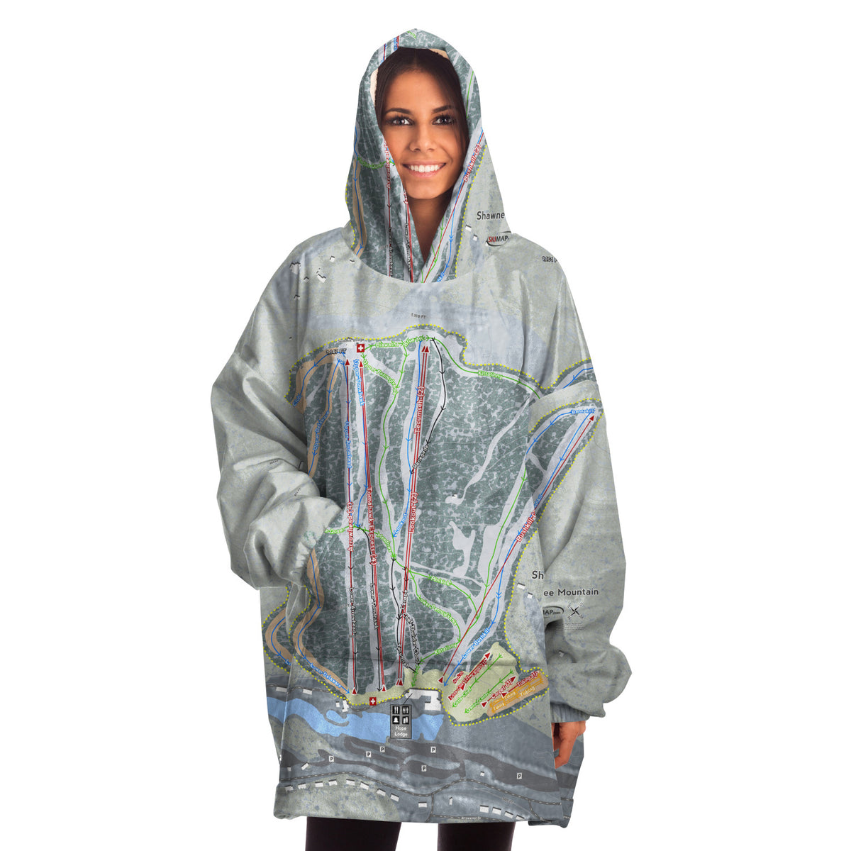 Shawnee Mountain, Pennsylvania Ski Trail Map Snug Hoodie