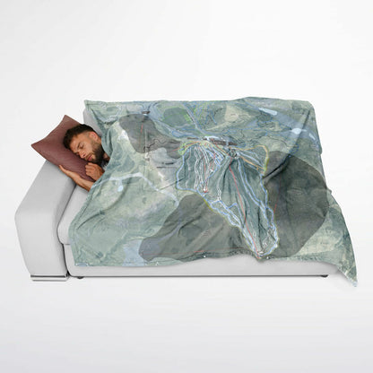 Gunstock Mountain, New Hampshire Ski Resort Map Flannel Blanket Poncho