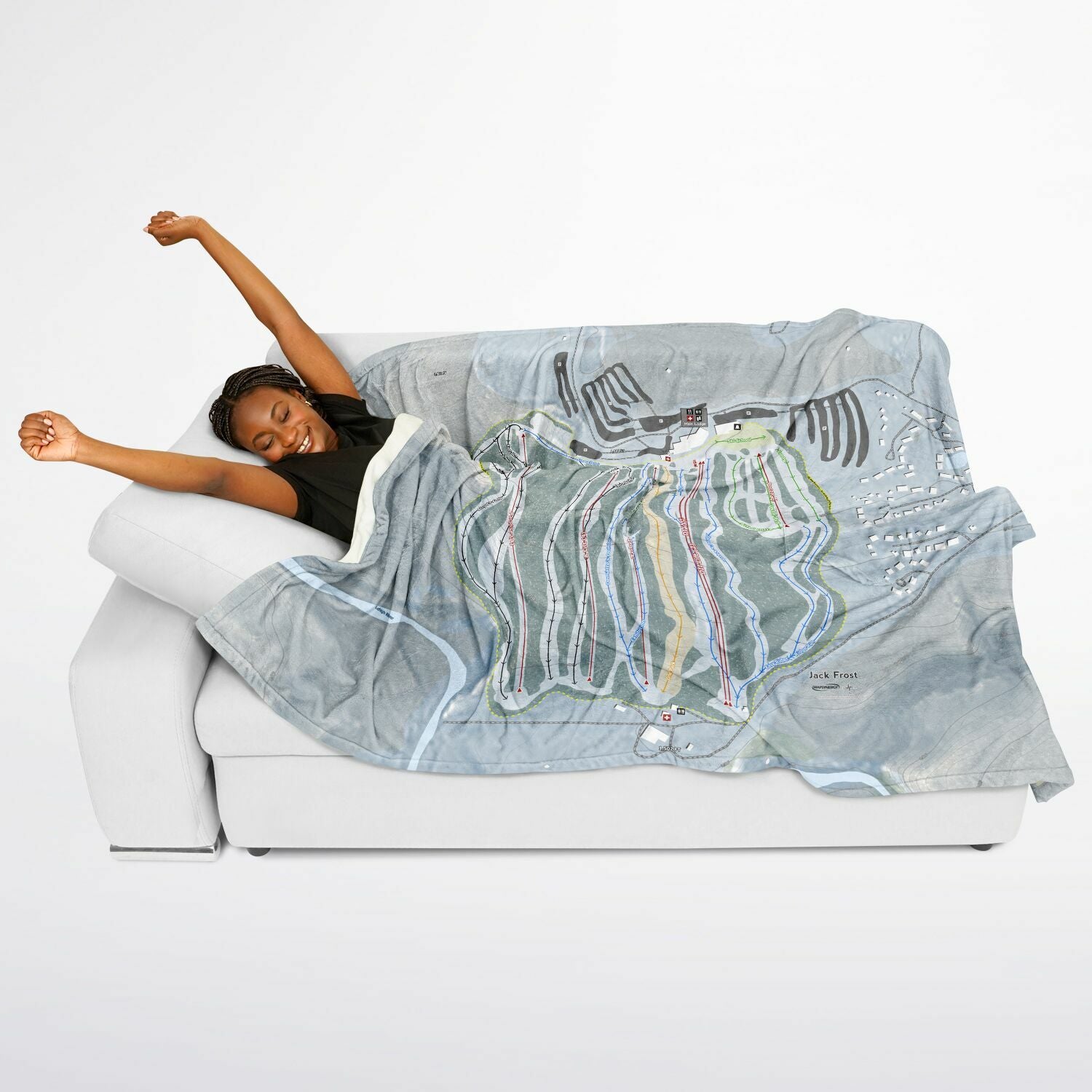 Jack Frost, Pennsylvania Ski Resort Map Flannel Blanket Poncho