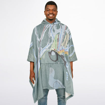 Harper Mountain, British Columbia Ski Resort Map Flannel Blanket Poncho