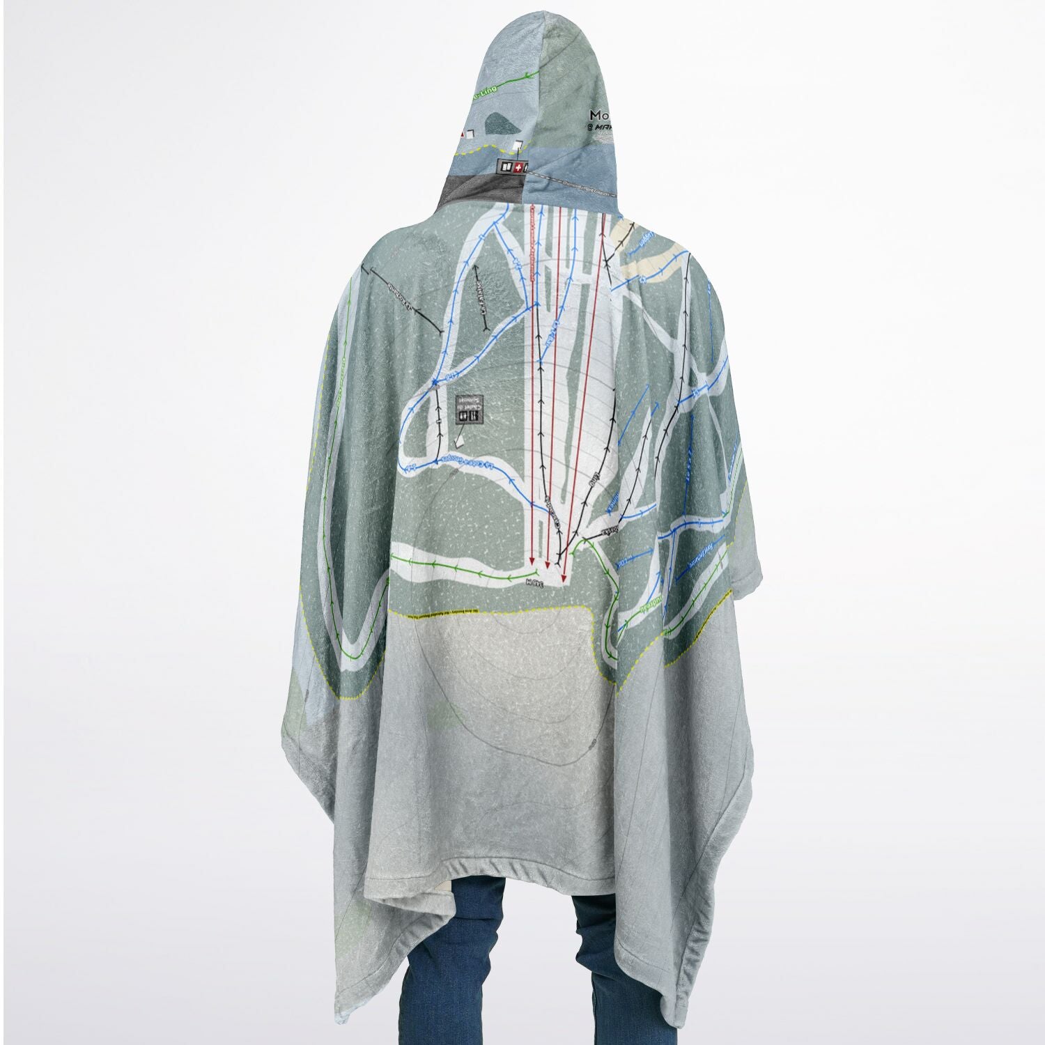 Mont Gleason, Quebec Ski Resort Map Flannel Blanket Poncho