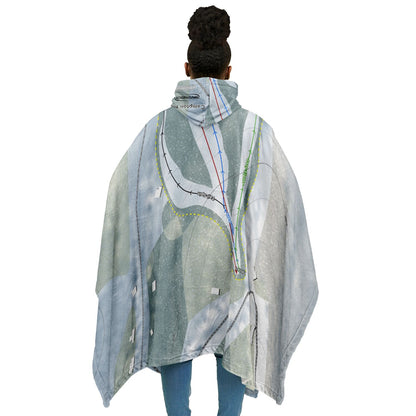 Campton Mountain, New Hampshire Ski Resort Map Flannel Blanket Poncho