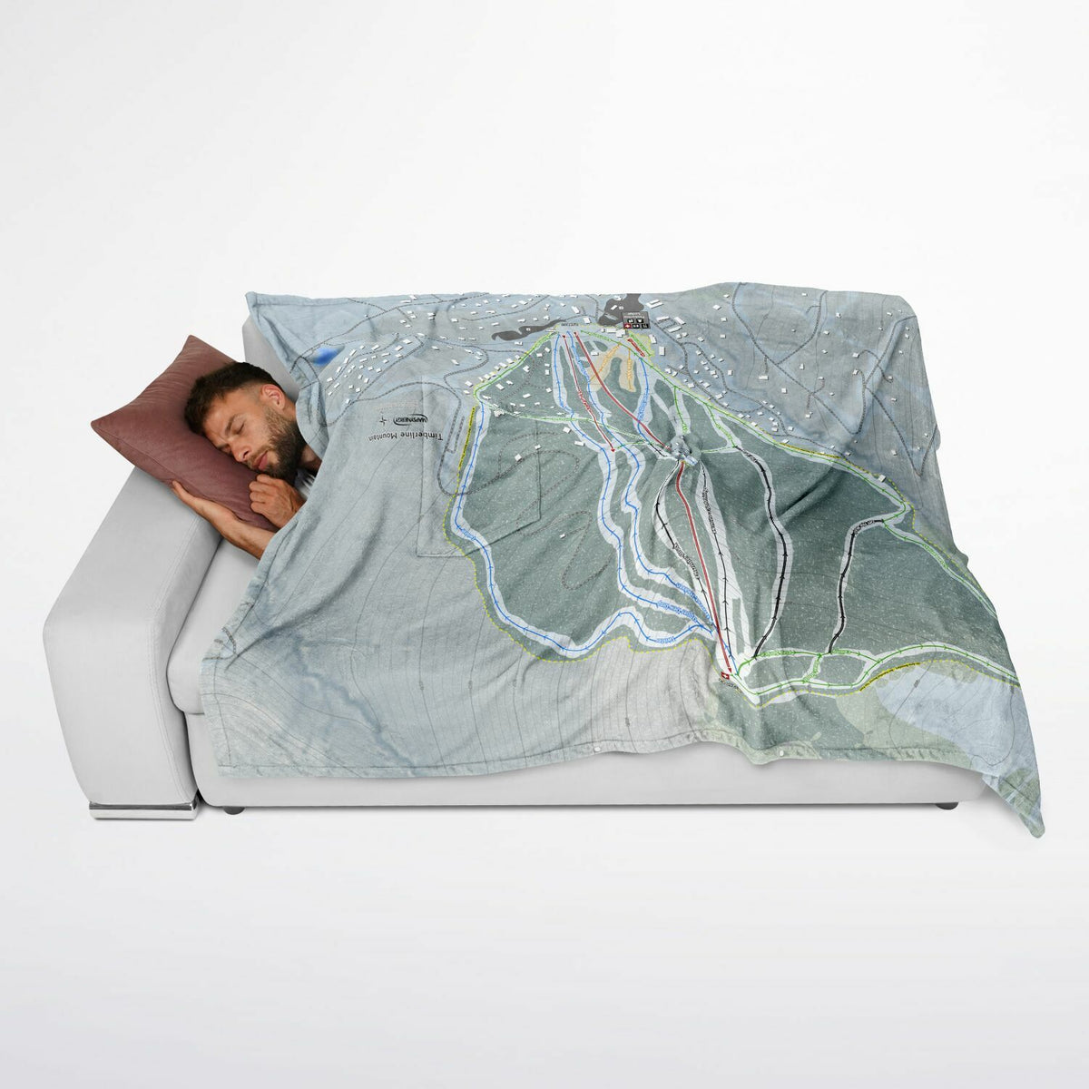 Timberline Mountain, West Virginia Ski Resort Map Flannel Blanket Poncho